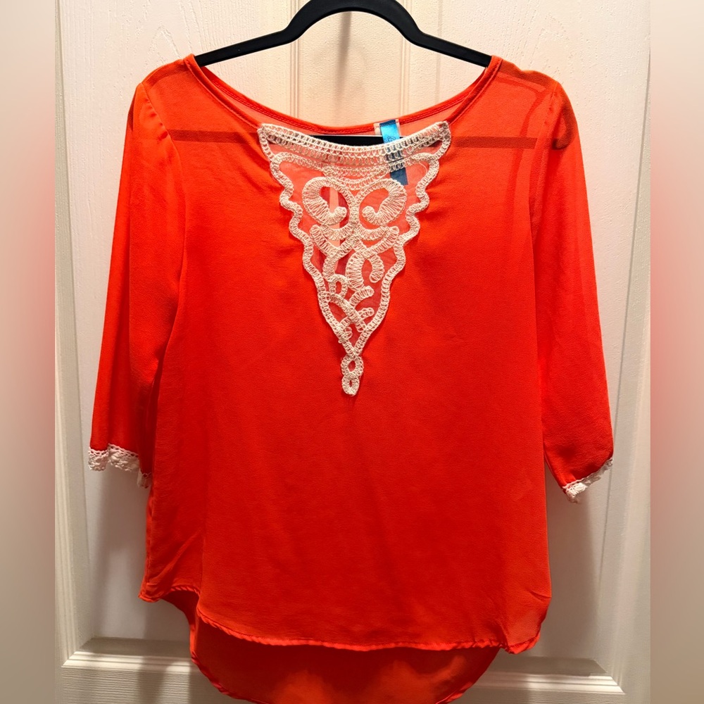 Coral sheer blouse size Medium